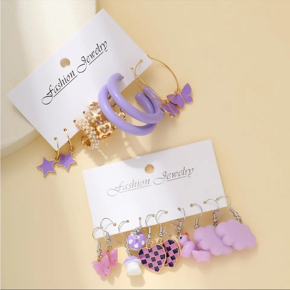 NWT 10pcs Fashion Jewelry Earrings Purple Pearl Duck Mushroom Cartoon Earrings - Picture 3 of 7